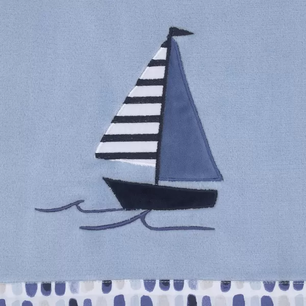 Nautica Nautical Adventure Blue Super Soft Coral Fleece Sailboat Baby Blanket Light Blue Navy Grey WhiteNautical Adventure