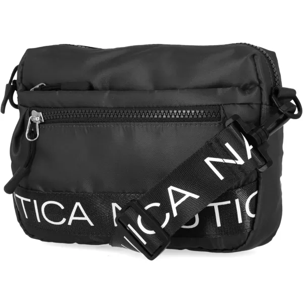 Nautica Nylon Bean CrossbodyBelt Bag with Adjustable Shoulder StrapBlack