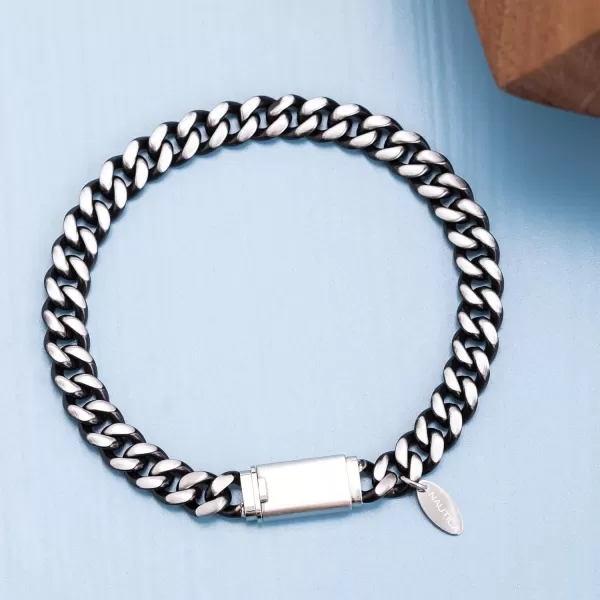 Nautica Oxidized Stainless Steel Curb Chain Bracelet for MenNautica Oxidized Stainless Steel Curb Chain Bracelet for Men