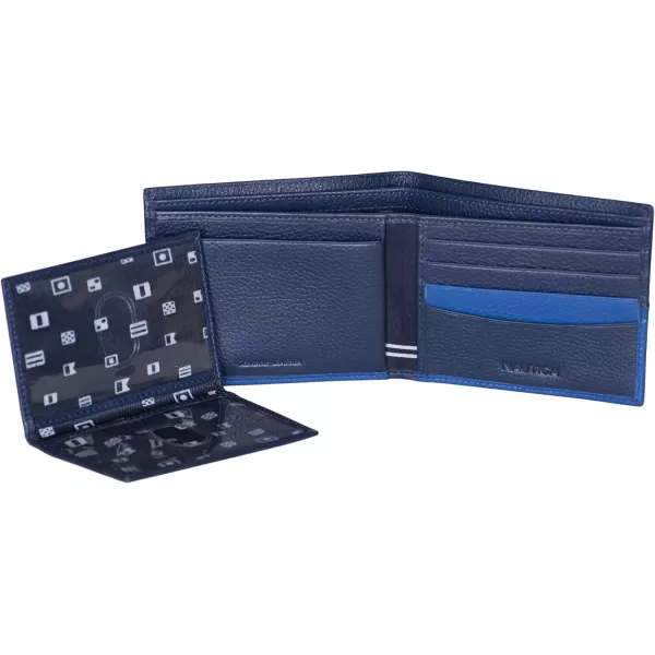 Nautica Pebble TwoTone Leather WalletNautica Pebble Twotone Leather Bifold Wallet Cobalt Blue