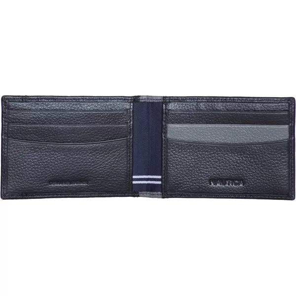 Nautica Pebble TwoTone Leather WalletNautica Pebble Twotone Leather Front Pocket Wallet BlackGrey