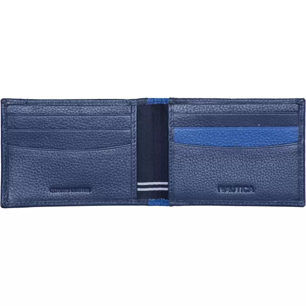 Nautica Pebble TwoTone Leather WalletNautica Pebble Twotone Leather Front Pocket Wallet Cobalt Blue