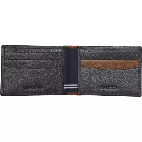 Nautica Pebble TwoTone Leather WalletNautica Pebble Twotone Leather Front Pocket Wallet Cognac