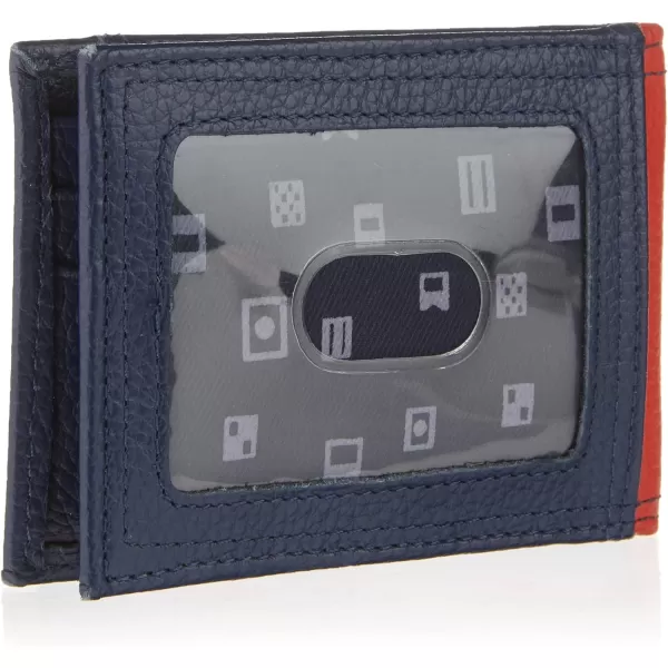 Nautica Pebble TwoTone Leather WalletNautica Pebble Twotone Leather Front Pocket Wallet NavyRed