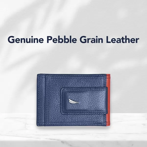 Nautica Pebble TwoTone Leather WalletNautica Pebble Twotone Leather Front Pocket Wallet NavyRed