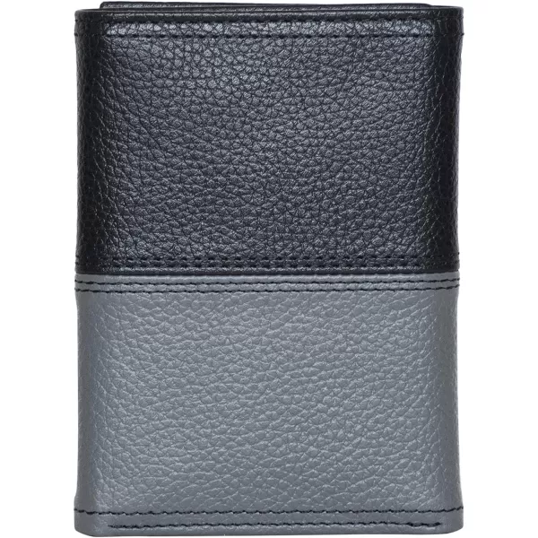 Nautica Pebble TwoTone Leather WalletNautica Pebble Twotone Leather Trifold Wallet BlackGrey