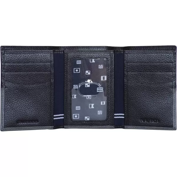 Nautica Pebble TwoTone Leather WalletNautica Pebble Twotone Leather Trifold Wallet BlackGrey