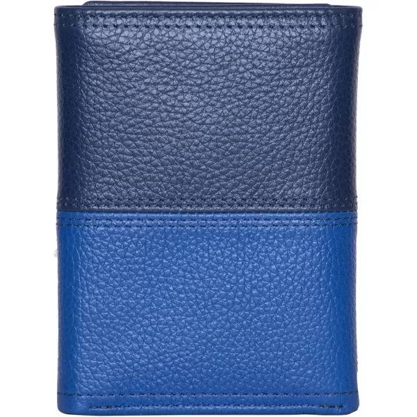 Nautica Pebble TwoTone Leather WalletNautica Pebble Twotone Leather Trifold Wallet Cobalt Blue