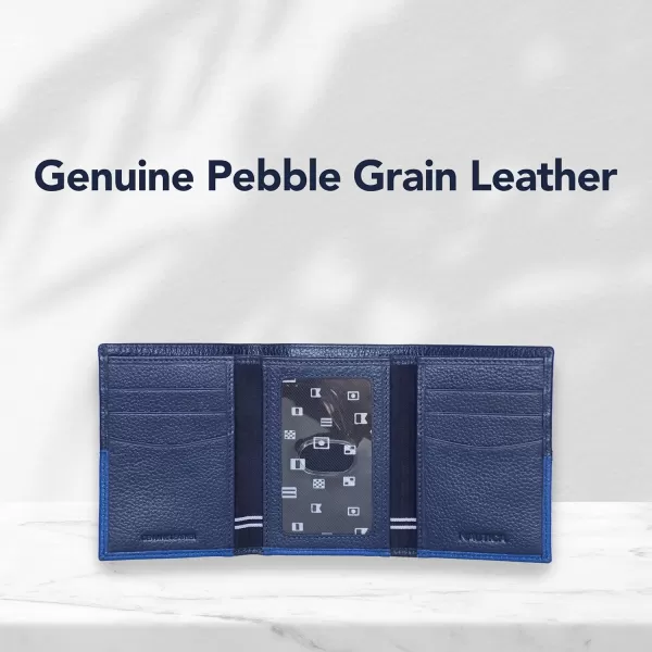 Nautica Pebble TwoTone Leather WalletNautica Pebble Twotone Leather Trifold Wallet Cobalt Blue