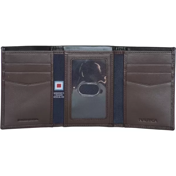 Nautica Pop Color Leather Bifold WalletNautica Pop Color Leather Trifold Wallet BlackBrown