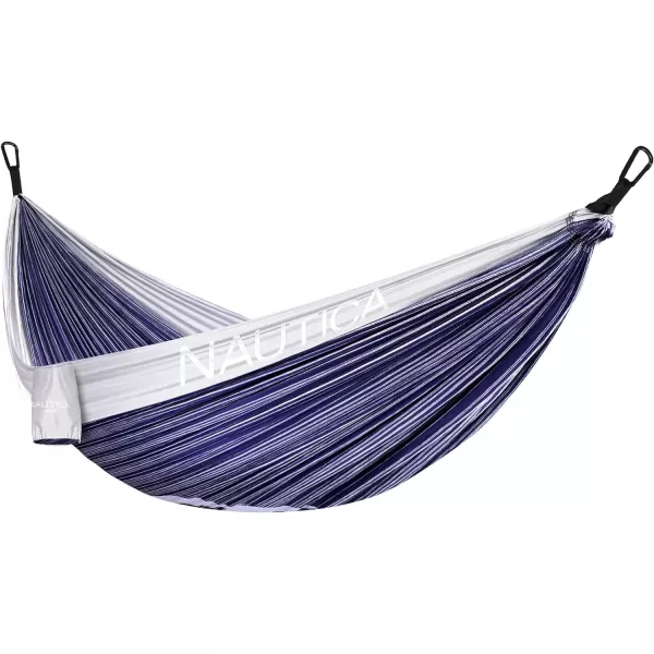 Nautica Portable Camping Hammock 12Person Kids or Adults with Straps Caribiners amp Bag for TravelBackpackingHikingBackyardLawn Sugar SwizzleMaritime Blue LargeSugar SwizzleMaritime Blue Large