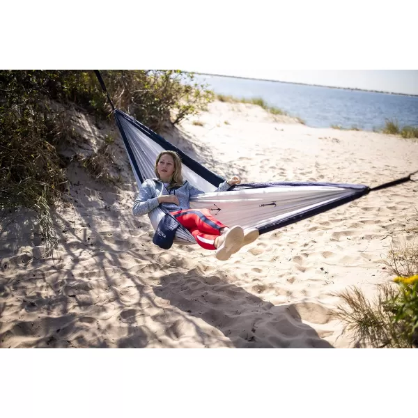 Nautica Portable Camping Hammock 12Person Kids or Adults with Straps Caribiners amp Bag for TravelBackpackingHikingBackyardLawn Sugar SwizzleMaritime Blue LargeMaritime BlueHigh Rise Grey Large