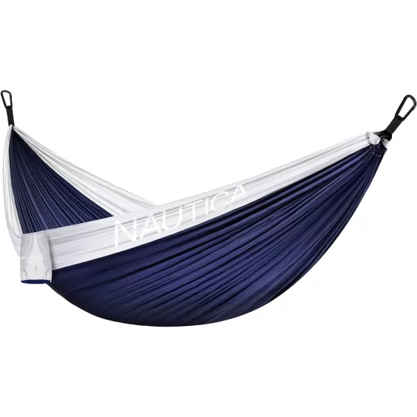 Nautica Portable Camping Hammock 12Person Kids or Adults with Straps Caribiners amp Bag for TravelBackpackingHikingBackyardLawn Sugar SwizzleMaritime Blue LargeHigh Rise GreyMaritime BlueHigh Rise Grey Large