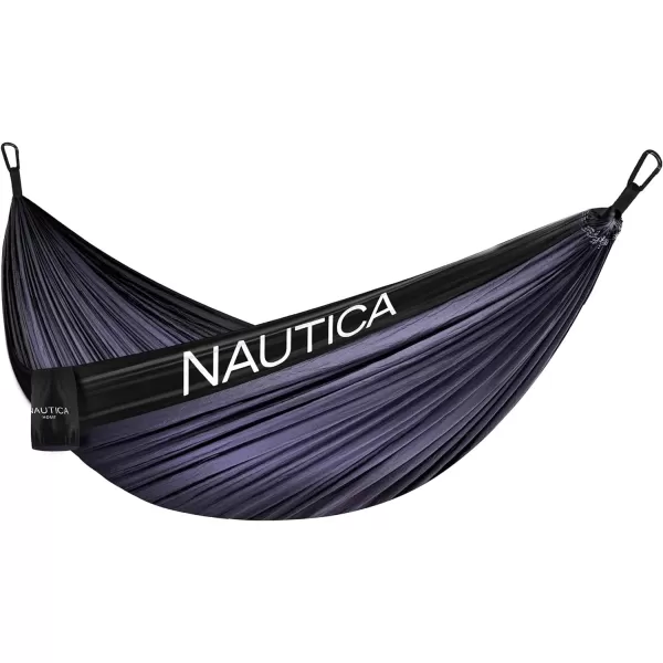 Nautica Portable Camping Hammock 12Person Kids or Adults with Straps Caribiners amp Bag for TravelBackpackingHikingBackyardLawn Sugar SwizzleMaritime Blue LargeBlack BeautyDark Grey Large
