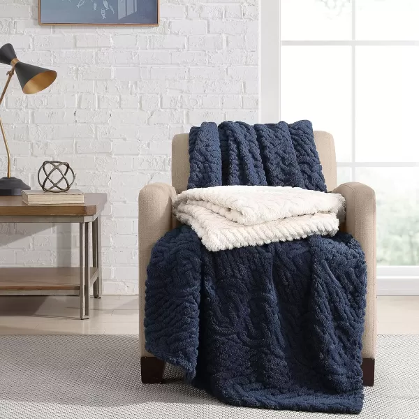 Nautica Throw Blanket Reversible Cable Knit Sherpa Bedding Home Decor for All Seasons Ivory 50 x 6050 x 60 Ivory