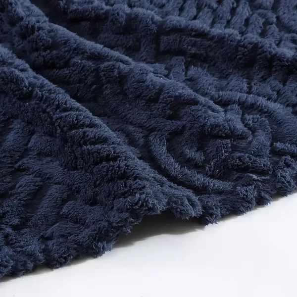 Nautica Throw Blanket Reversible Cable Knit Sherpa Bedding Home Decor for All Seasons Ivory 50 x 6050 x 60 Navy