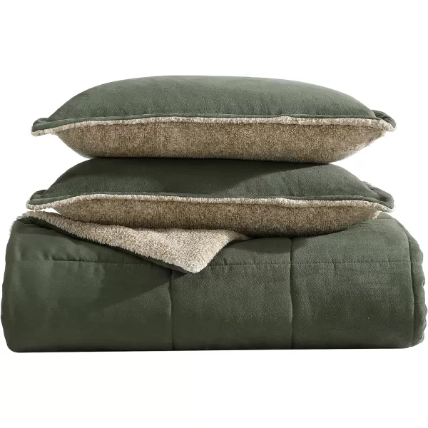 Nautica Twin Comforter Set Reversible Microsuede Bedding with Matching Shams Casual Home Decor Beckett Green TwinQueen Beckett Green