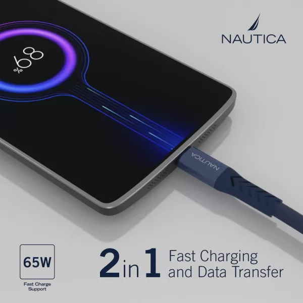 Nautica TypeC to TypeC Cable 4 ft USBC to USBC Fast Charging Cable with 65W Power Delivery amp 480Mbps Data Transfer Compatible for Google Pixel Samsung and Apple Devices and More4FT NAVY