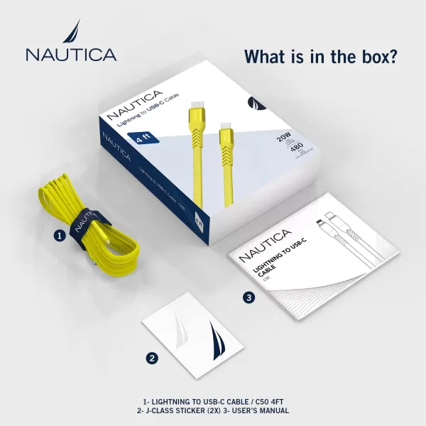 Nautica USB C to Lighting Cable 7FT iPhone Charger Cable Type C to Lighting Cable MFi Certified Lighting to Type C Fast Charging Cord for iPhone 1312 11 X XS XR iPad AirPods and Many MoreYELLOW