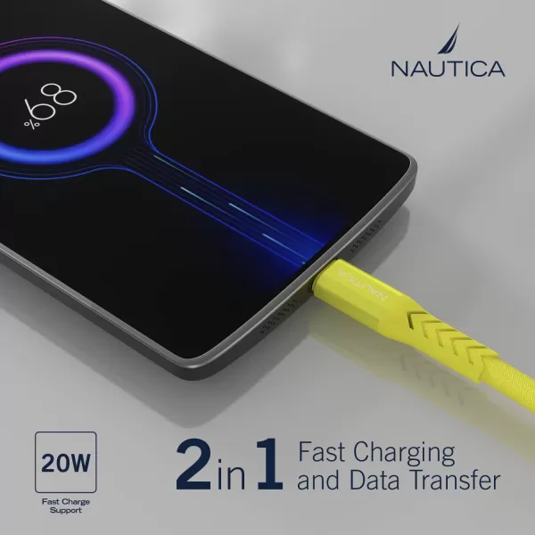 Nautica USB C to Lighting Cable 7FT iPhone Charger Cable Type C to Lighting Cable MFi Certified Lighting to Type C Fast Charging Cord for iPhone 1312 11 X XS XR iPad AirPods and Many MoreYELLOW