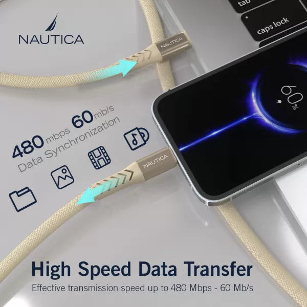 Nautica USBA to Lighting Cable Lighting to USBA Charging Cord 24A Fast Charging Lighting Cable Compatible with Galaxy S9 S10 S10 LG G5 G6 USB A Charger and Many More C40 7FT NudeNUDE