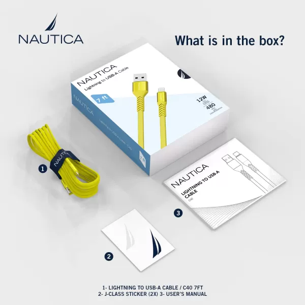 Nautica USBA to Lighting Cable Lighting to USBA Charging Cord 24A Fast Charging Lighting Cable Compatible with Galaxy S9 S10 S10 LG G5 G6 USB A Charger and Many More C40 7FT NudeYELLOW