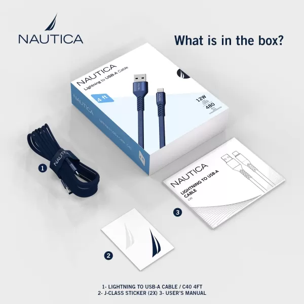 Nautica USBA to Lighting Cable Lighting to USBA Charging Cord 24A Fast Charging Lighting Cable Compatible with Galaxy S9 S10 S10 LG G5 G6 USB A Charger and Many More C40 7FT NudeNAVY