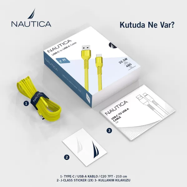 Nautica USBC to USBA Cable USBA to USBC Charging Cord 45 A Fast Charging USB C Cable Compatible with Galaxy S9 S10 S10 LG V20 G5 G6 PS5 Controller USB C Charger and MoreYELLOW