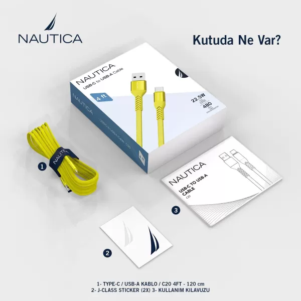 Nautica USBC to USBA Cable USBA to USBC Charging Cord 45 A Fast Charging USB C Cable Compatible with Galaxy S9 S10 S10 LG V20 G5 G6 PS5 Controller USB C Charger and MoreYELLOW