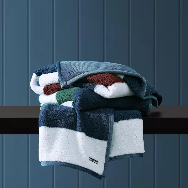 Nautica Ultra Soft Plush Home Decor All Season Reversible Sherpa Bedding Throw Blanket 50 x 60 Wilton Navy50 x 60 Wilton Green