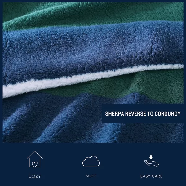 Nautica Ultra Soft Plush Home Decor All Season Reversible Sherpa Bedding Throw Blanket 50 x 60 Wilton Navy50 x 60 Wilton Green