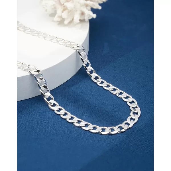 Nautica Unisex Necklace  Mens Silver Tone Chain Necklace  Flat Link Curb Chain Necklace for Women12 mm