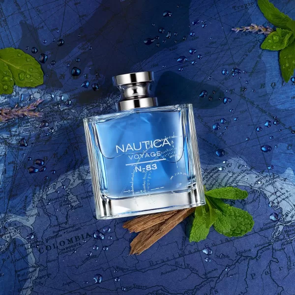 Nautica Voyage Eau De Toilette for Men  Fresh Romantic Fruity Scent Woody Aquatic Notes of Apple Water Lotus Cedarwood and Musk Ideal Day Wear 33 Fl Oz34 Ounce  6 Ounce Voyage amp N83 2 Piece Set