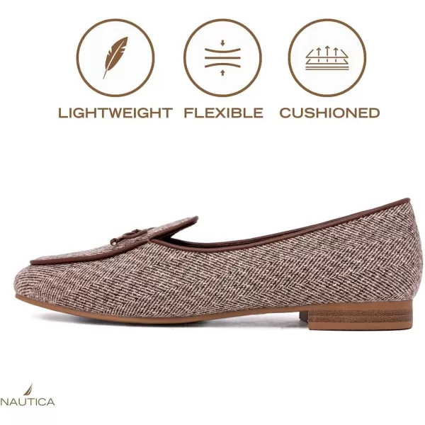 Nautica Woman Flat Loafers Designer Penny Shoes Slip On  Soft Durable and Flexible Luxury Resistant Lightweight  Comfortable Everyday Moccasins  KellineBrown White