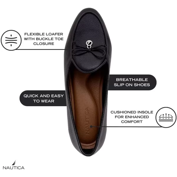 Nautica Woman Flat Loafers Designer Penny Shoes Slip On  Soft Durable and Flexible Luxury Resistant Lightweight  Comfortable Everyday Moccasins  KellineBlack