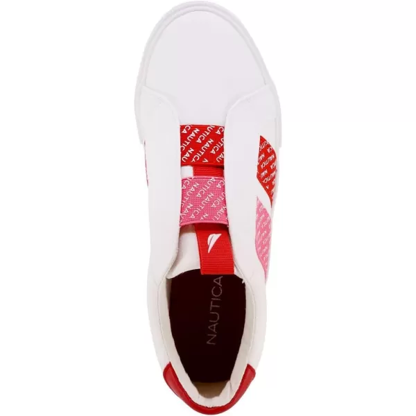 Nautica Women Fashion Sneaker Casual Shoes Steam LaceUpSlip OnMaritawhite Red Pink