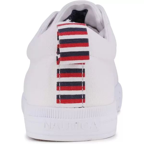 Nautica Women Fashion Sneaker Casual Shoes Steam LaceUpSlip OnWhite Canvas Red White and Blue