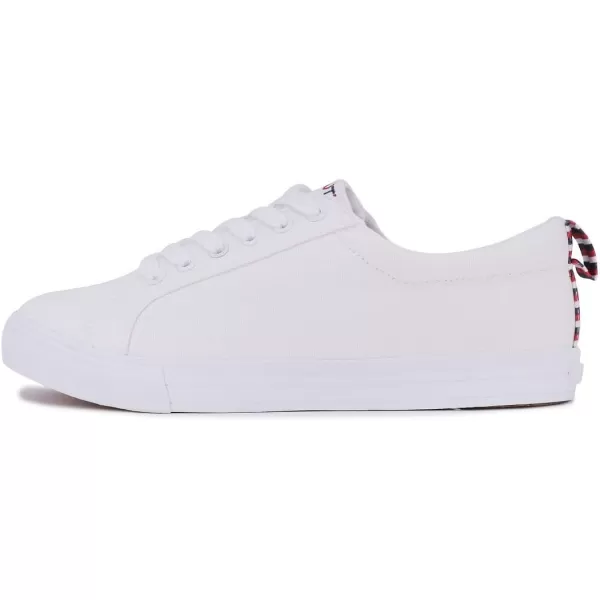 Nautica Women Fashion Sneaker Casual Shoes Steam LaceUpSlip OnWhite Canvas Red White and Blue