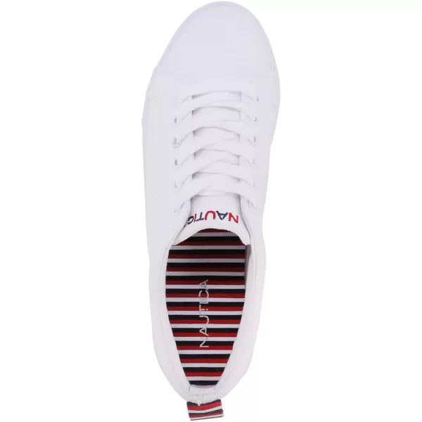 Nautica Women Fashion Sneaker Casual Shoes Steam LaceUpSlip OnWhite Canvas Red White and Blue