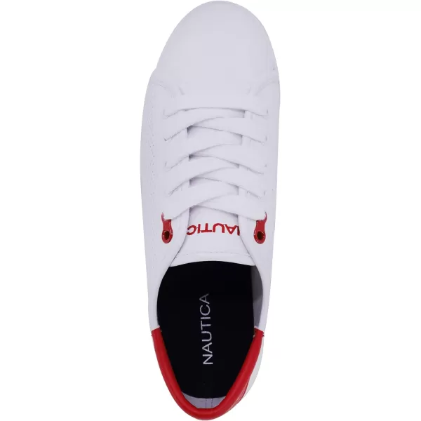 Nautica Women Fashion Sneaker Casual Shoes Steam LaceUpSlip OnWhiteRedlanyard Perf