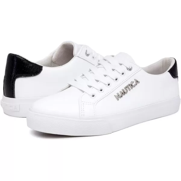 Nautica Women Fashion Sneaker LaceUp Tennis All White Casual Shoes for LadiesArentWhite Black Iridescent