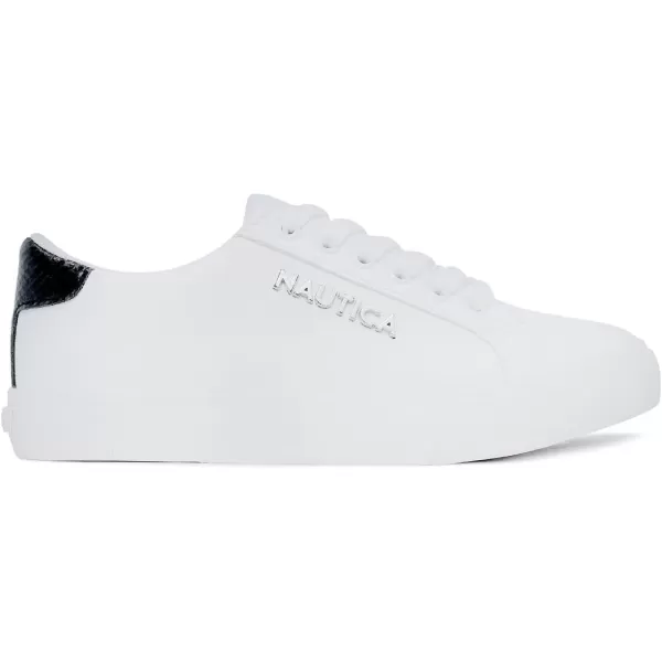 Nautica Women Fashion Sneaker LaceUp Tennis All White Casual Shoes for LadiesArentWhite Black Iridescent