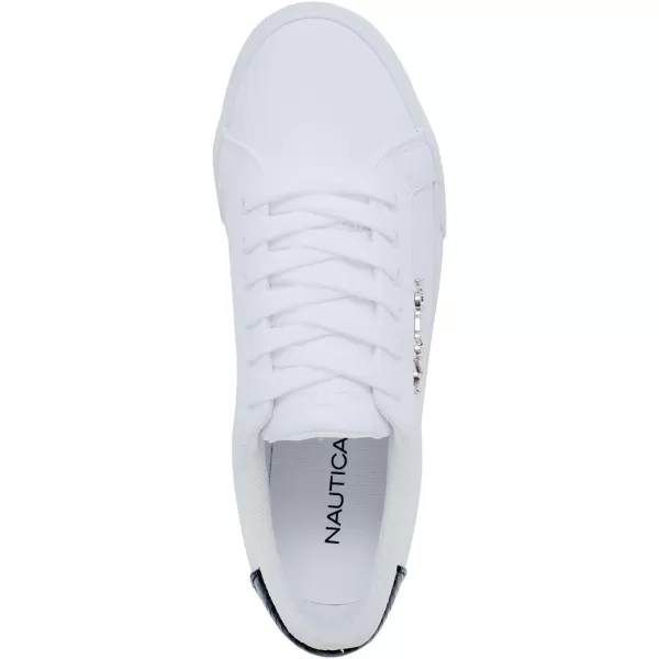 Nautica Women Fashion Sneaker LaceUp Tennis All White Casual Shoes for LadiesArentWhite Black Iridescent