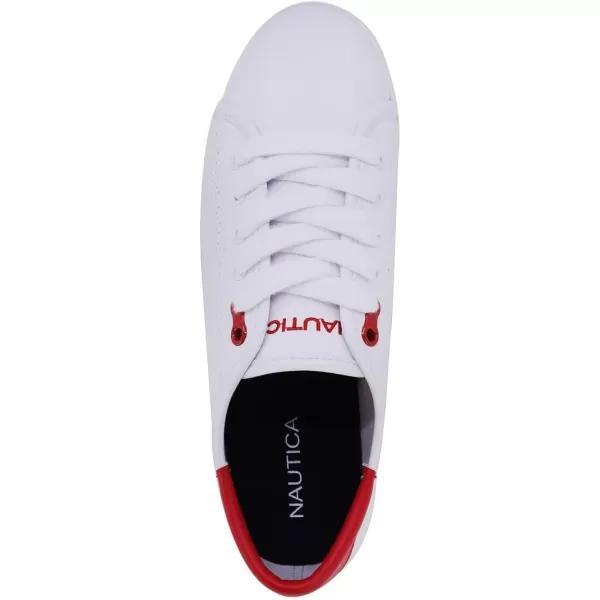 Nautica Women Fashion Sneaker LaceUp Tennis Casual Shoes for LadiesWhite Redlanyard X