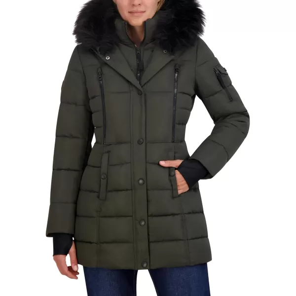 Nautica Womens 34 Heavyweight Mist Puffer JacketMilitary Green