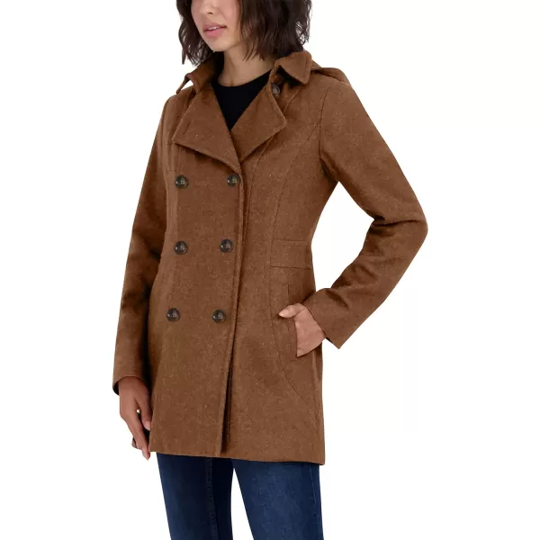 Nautica Womens 34 Hooded Peacoat OuterwearCamel