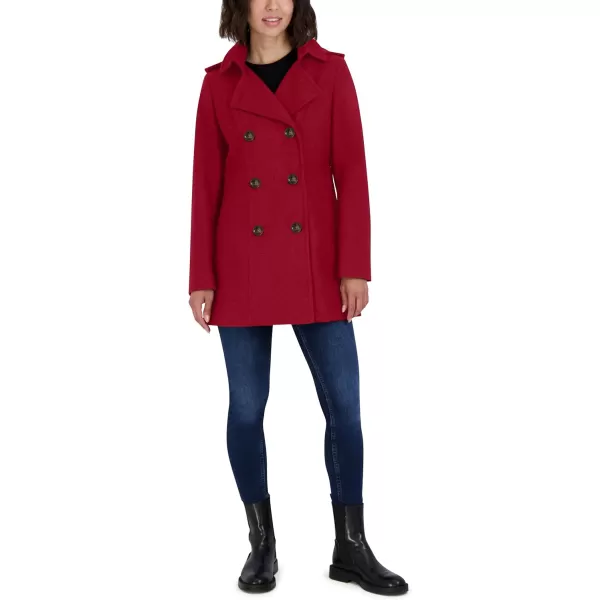 Nautica Womens 34 Hooded Peacoat OuterwearDeep Nautica Red