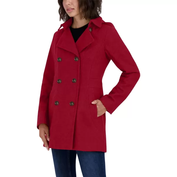 Nautica Womens 34 Hooded Peacoat OuterwearDeep Nautica Red