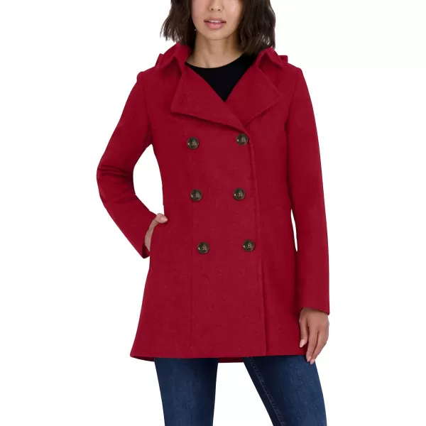 Nautica Womens 34 Hooded Peacoat OuterwearNautica Red