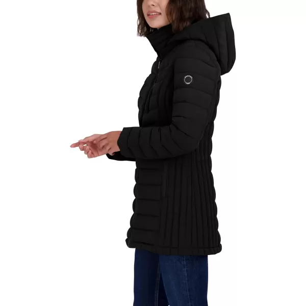 Nautica Womens 34 Midweight Stretch Puffer Jacket with HoodBlack